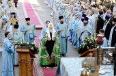 В годовщину Бородинского сражения Предстоятель Русской Церкви совершил Литургию в Спасо-Бородинском монастыре