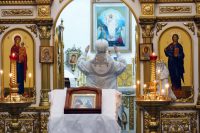 Архиерейская литургия в новом 2021 году в Кафедральном соборе г. Карасука